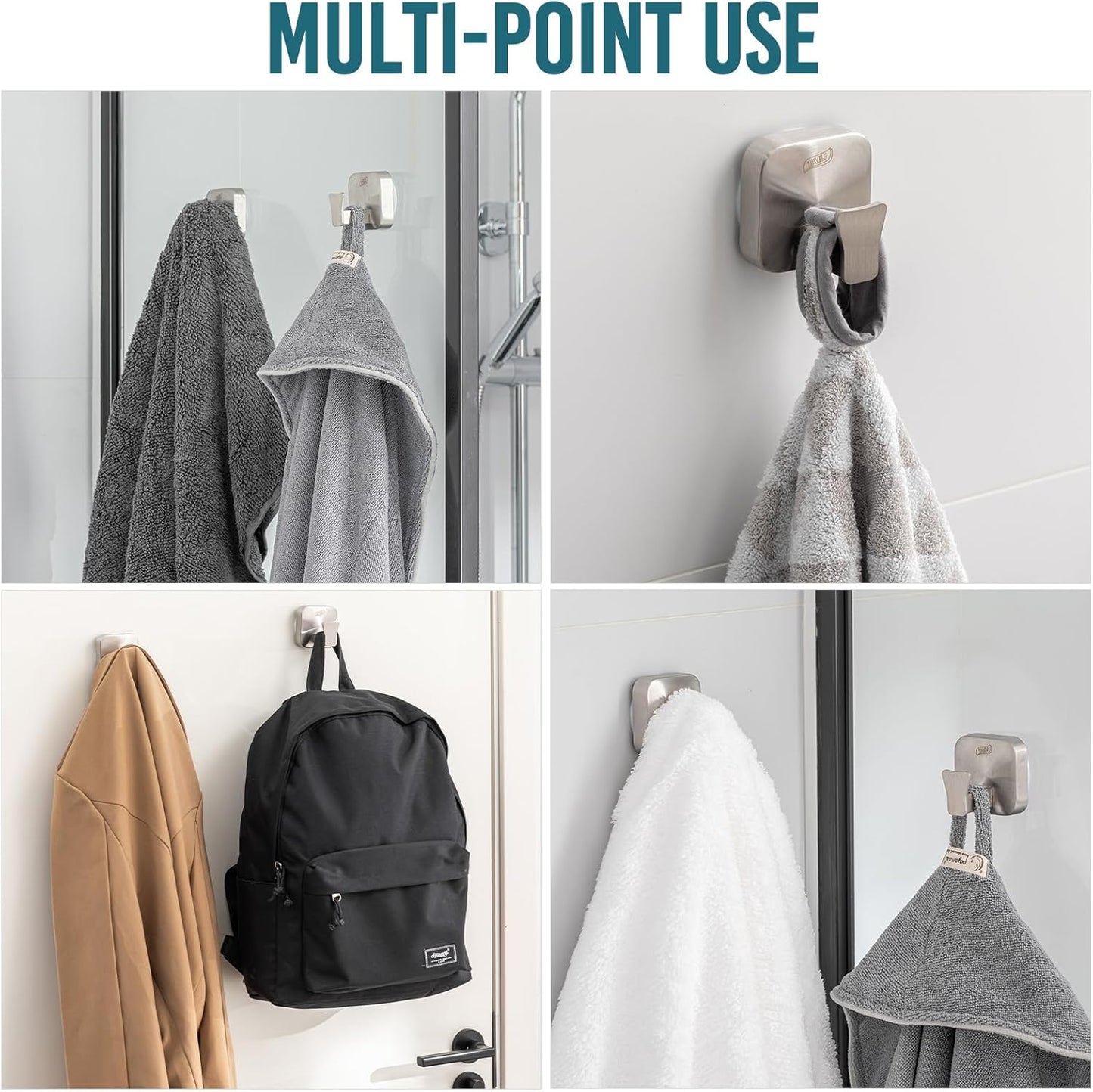 TAILI Suction Cup Razor Holder in Shower 2 Pack, Towel, Loofah, Shaver Holder for Bathroom Wall, Powerful Suction Cup Shower Hooks, Easy to Install and Reuse, White