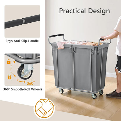 Gewudraw Large laundry hamper with Wheels, 3 Bag Big Rolling Laundry Hamper Sorter Cart, Extra Large Laundry Clothes Hamper, Heavy Duty Laundry Basket Organizer for Laundry Room,Bathroom,Black