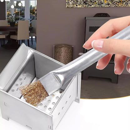 Professional Steel Wire Brush for Pellet Stove Cleaning, Steel Brush with Scraper, Metal Long Handle,Suitable for Removing residues (Pack of 2)