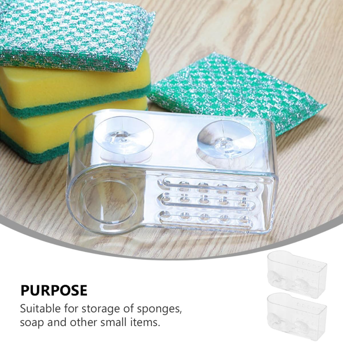 Uonlytech Kitchen Sponge Storage Rack and Cleaning Cloth Drainer, Wall-Mounted Single-Layer Organizer, Space-Saving Kitchen Drying Rack for Sink, 2pcs Household Storage Brackets