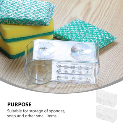 Uonlytech Kitchen Sponge Storage Rack and Cleaning Cloth Drainer, Wall-Mounted Single-Layer Organizer, Space-Saving Kitchen Drying Rack for Sink, 2pcs Household Storage Brackets