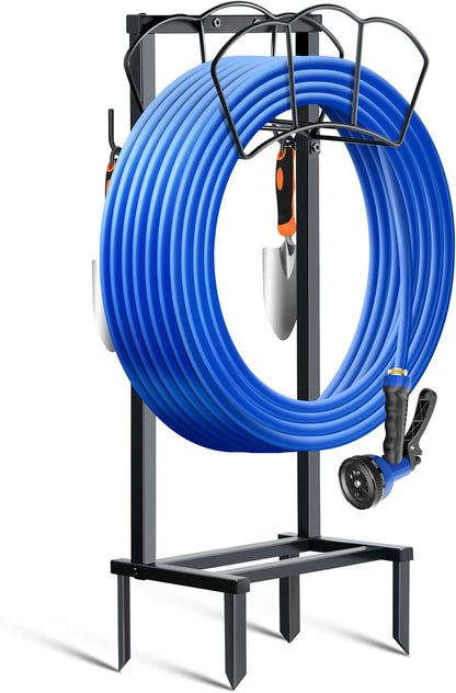 Metal Garden Hose Holder, Heavy Duty Water Hose Hanger, Wall Mounted Hoses Organizer, Hose Reel Stand Rack Hook, Hose Storage hold 150Ft Water Hoses for Outside Yard