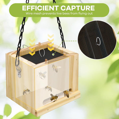 Carpenter Bee Trap for Outside - Wasp Traps Outdoor Hanging with Sticky Traps - Carpenter for Wasps, Mud Daubers (2 Bee Trap+8 Refills)