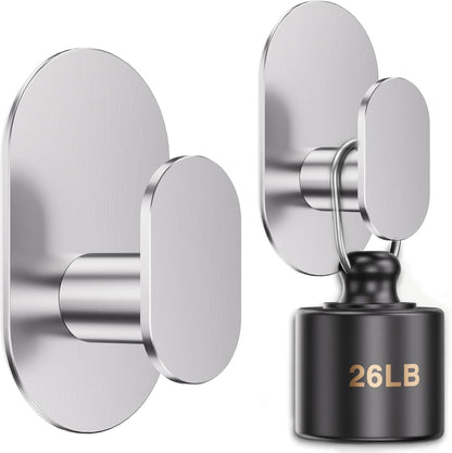 Aikzik Black Adhesive Hooks Heavy Duty-Max 26lb, Wall Hooks for Shower, Bathroom, Towel, Coat, Robe, Stainless Steel Hooks for Hanging, Sticky Hooks for Walls No Damage- 4 Pack