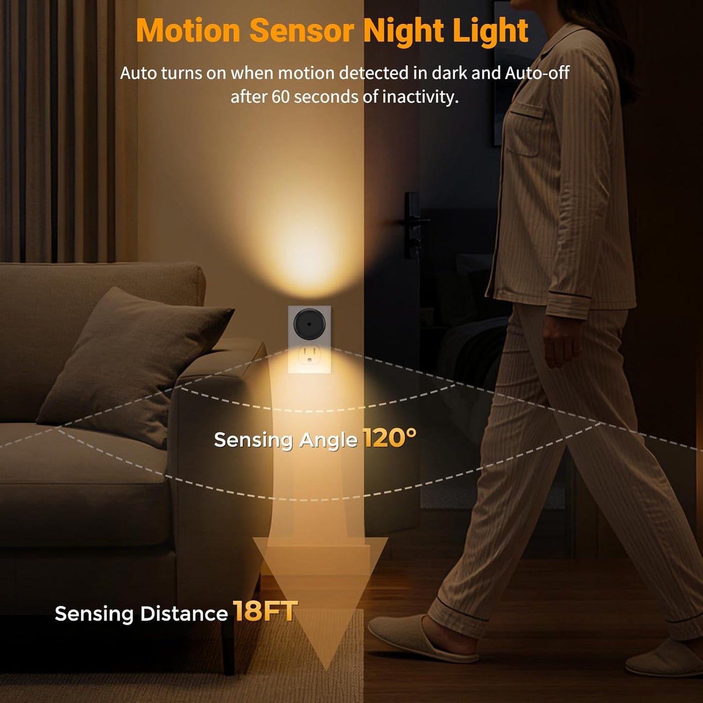 TSEXES LED Motion Sensor Night Lights,Plug-in Motion Activated Night Light,5000K Daylight,Bedroom, Hallway,Bedroom,Kitchen, Stairways, Non-Dimmable,4 Pack