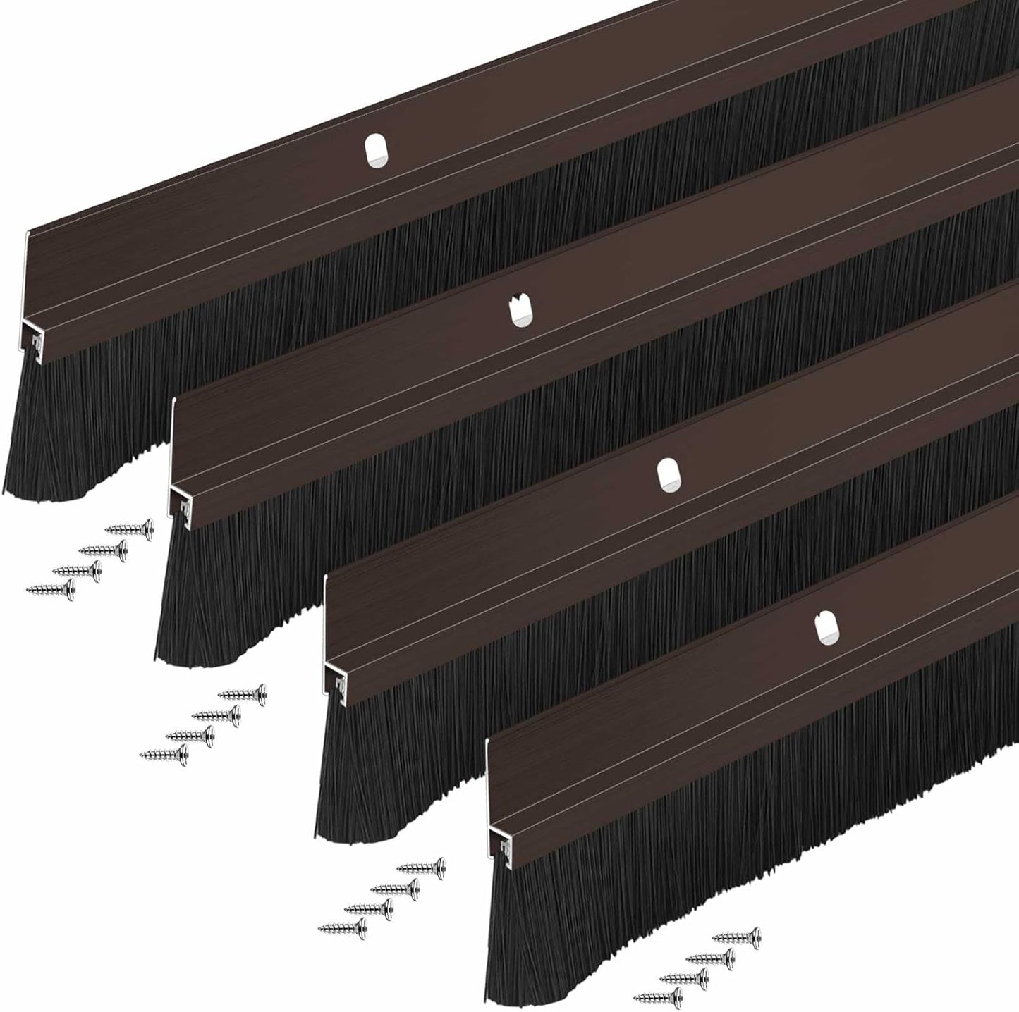Gisafai 2 Pcs Aluminum Door Sweep with Soft PP Brush 8 Screws Long Bottom Sweep Door Brush for Exterior Home Garage Threshold Seal (36 Inches,Black)