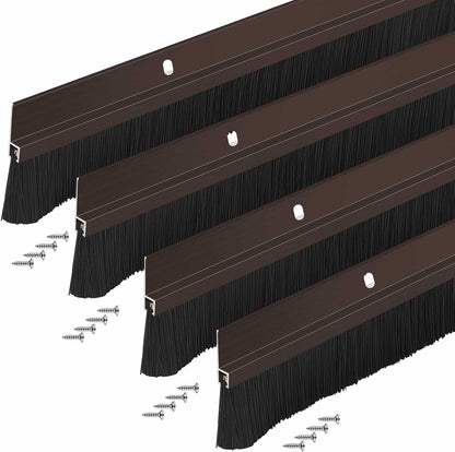 Gisafai 2 Pcs Aluminum Door Sweep with Soft PP Brush 8 Screws Long Bottom Sweep Door Brush for Exterior Home Garage Threshold Seal (36 Inches,Black)
