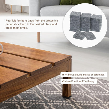 uxcell Furniture Pads, 24Pcs 1.5" - Square Self Adhesive Felt Furniture Pads, Floor Protectors for Furniture Feet Chairs Legs Hardwood Floors (Black)