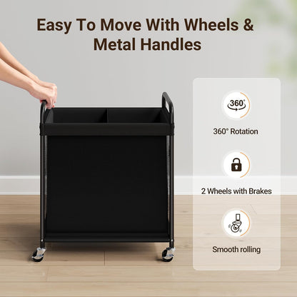 ELYKEN Laundry Hamper 3 Section, 120L Rolling Laundry Sorter with Removable Liner Bag, Laundry Basket with Wheels, Steel Frame with Metal Handle, Clothes Hamper Cart for Laundry Room & Bedroom