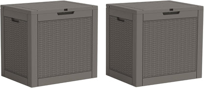 Fancyango 75 Gallon Outdoor Deck Box Waterproof, Large Storage Box for Patio, Resin Storage Bench Lockable for Garden Tools, Package Delivery, Black