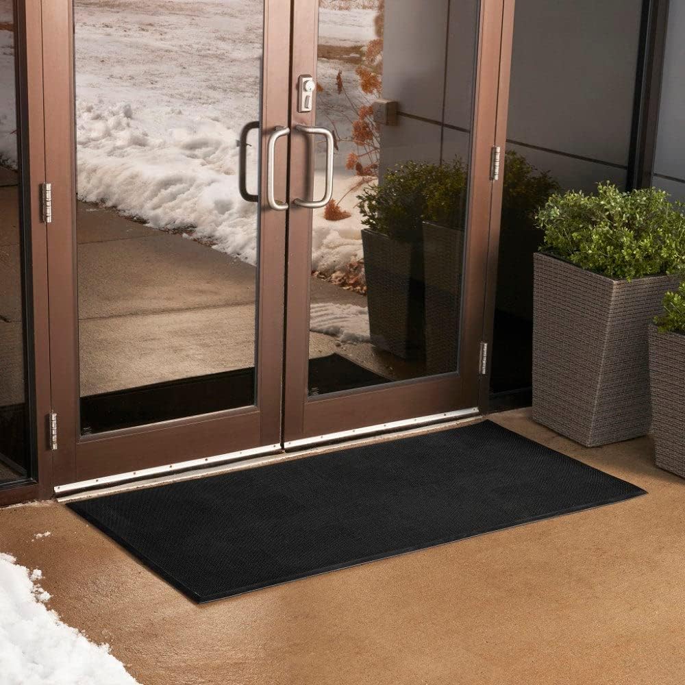 Consolidated Plastics Heavy-Duty Shoe-Scraper Outdoor Finger Tip Entryway Mat, 32" W x 39" L, Black