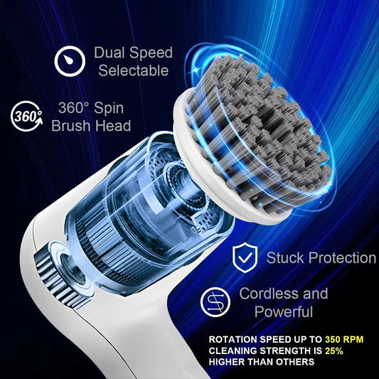 Electric Spin Scrubber - Shower Scrubber,Bathroom Scrubber Electric,for Cleaning Tub, Floor, Tile, Window, Sink, Kitchen Cleaning with 6 Electric Cleaning Brush Head (8)