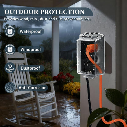 Universal Weatherproof Electrical Outlet Cover with Lock, Baby Proof Outlet Lock Box, Fits Most 2.6 "H x 2.56 "W or Smaller Plugs, Clear Outlet Waterproof Cover Box Fit for Outdoor In-Use