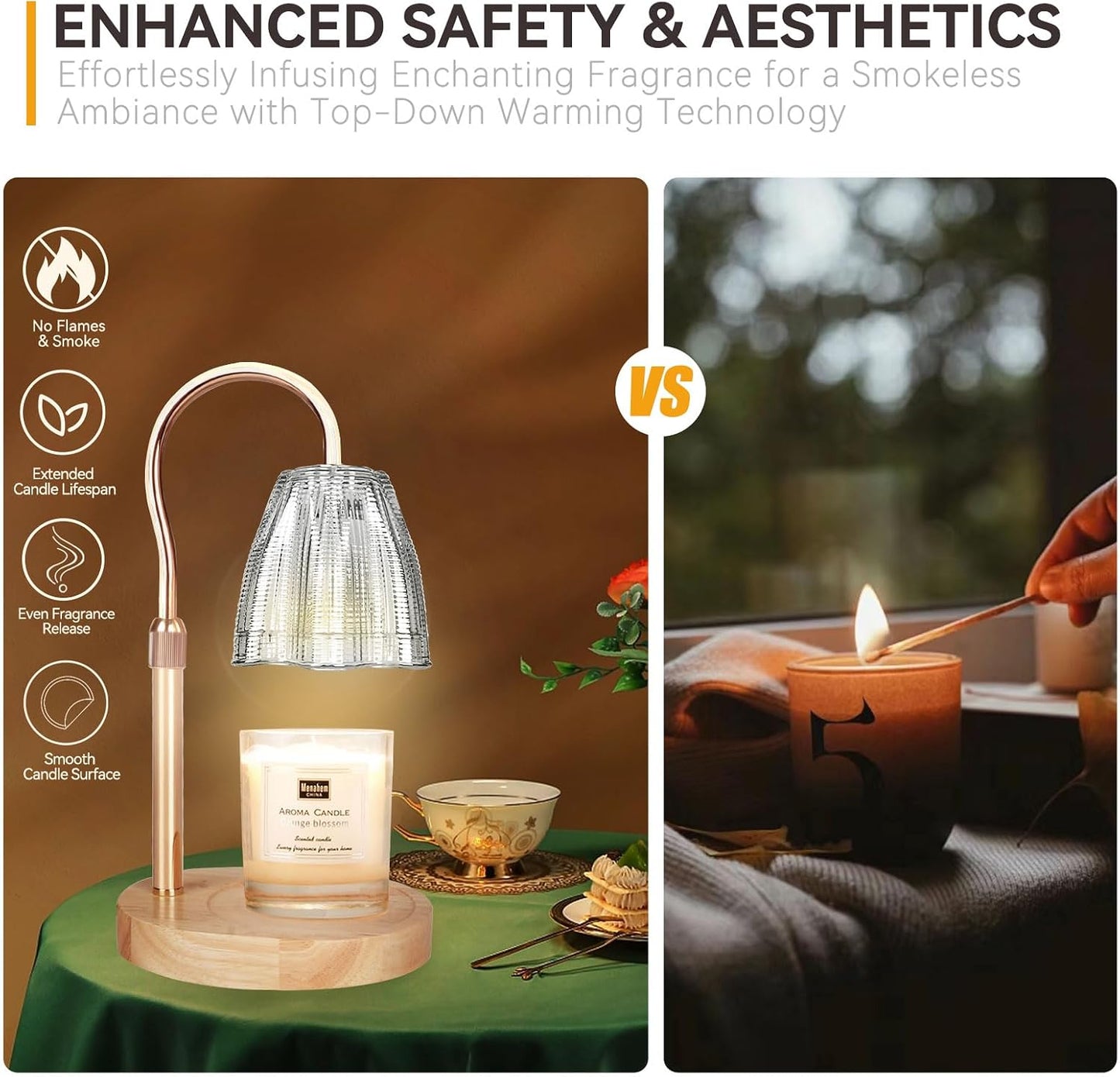 Candle Warmer Lamp with 3 Bulbs, Adjustable Height Dimmable Candle Warmer with Timer, Candle Lamp with Charming Gift Box Ribbon,Birthday Gifts for Women Mom, House Warming Gifts New Home Decor
