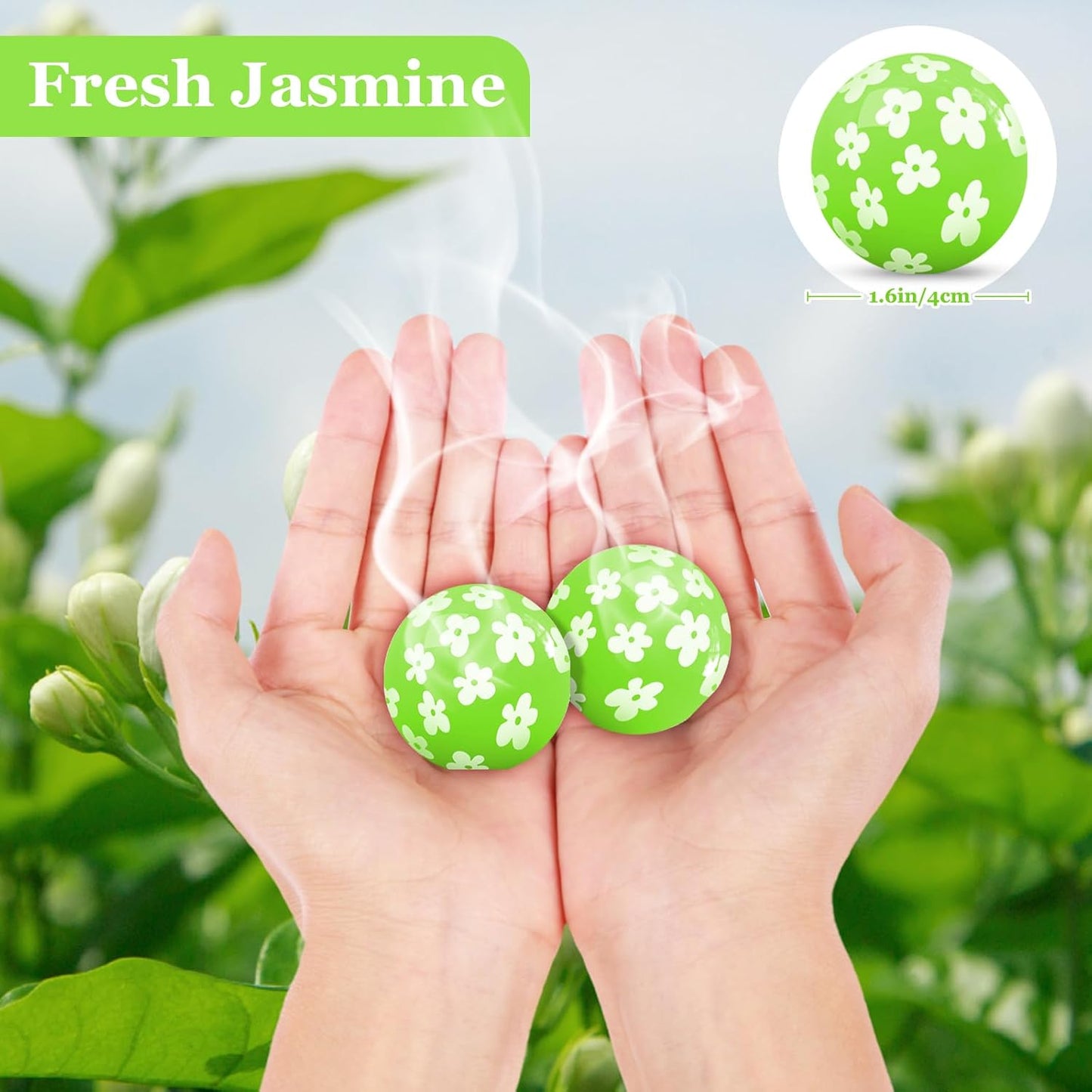 SCENTORINI Shoe Deodorizer Balls, Fresh Jasmine Scent * 6, Sneaker Deodorizer Balls Odor Eliminator, Long Lasting Shoe Fresheners for Smell Boots, Locker Gym Bag, Drawers, Small Spaces
