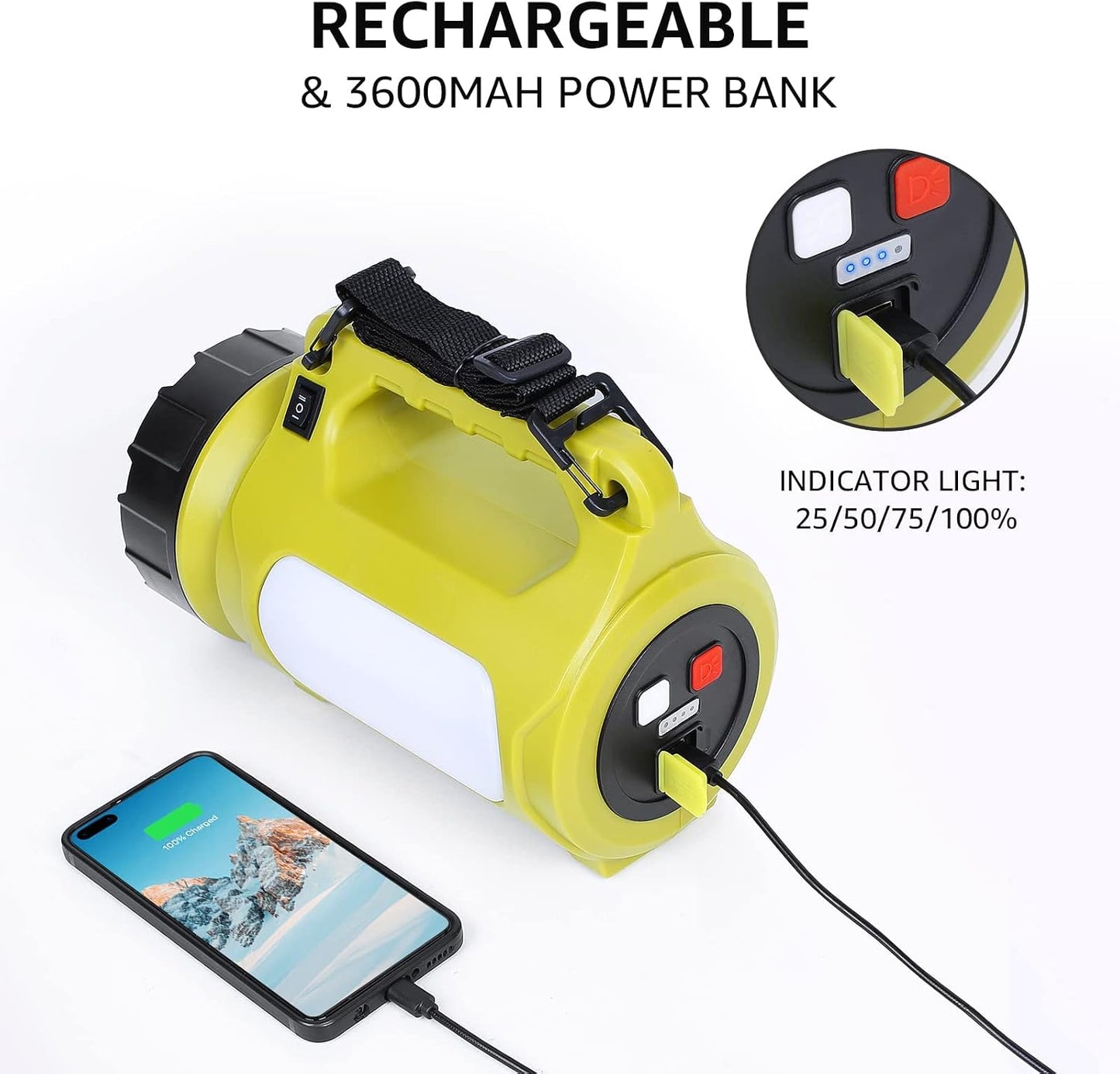 LE Rechargeable LED Lantern, Camping Essentials, 1000LM, 5 Light Modes, IPX4 Waterproof, 3600mAh, Lantern Flashlight for Hurricane Emergency, Hiking, Home and More, USB Cable Included