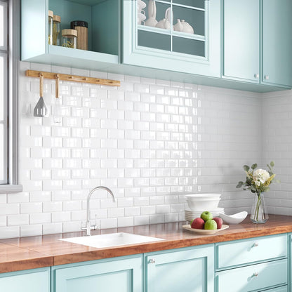 Yoillione Peel and Stick Backsplash for Kitchen: Self Adhesive Wall Tiles for Bathroom - Vinyl Thick Back Splash Tile (10, Light Coffee)