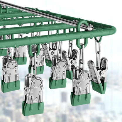 Drying Rack for Sock, Stainless Steel Sock Drying Rack with 23 Clips, Swivel Hook Windproof Hanger for Sock, Laundry, Hat, Scarf, Bras, Towel, Underwear, Pants, Gloves (White)