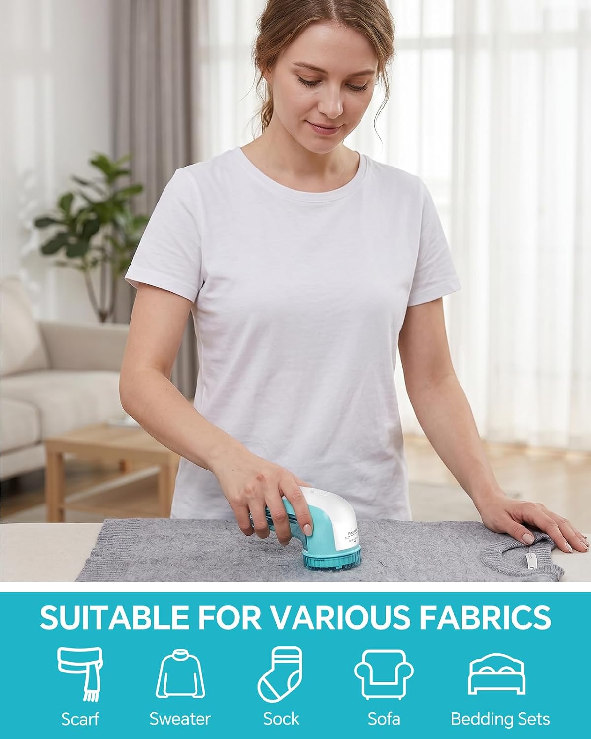 BEAUTURAL Fabric Shaver and Lint Remover, Sweater Defuzzer with 2-Speeds, 2 Replaceable Stainless Steel Blades, Battery Operated, Remove Clothes Fuzz, Lint Balls, Pills, Bobbles Gray