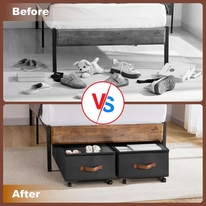 Under Bed Storage Containers with Wheels 9.5 inches Higher Under Bed Storage XXXL Underbed Shoes Blankets Clothes Storage Organizer 2 Pack Under the Bed Storage for College Dorms Bedroom Nursery Rooms