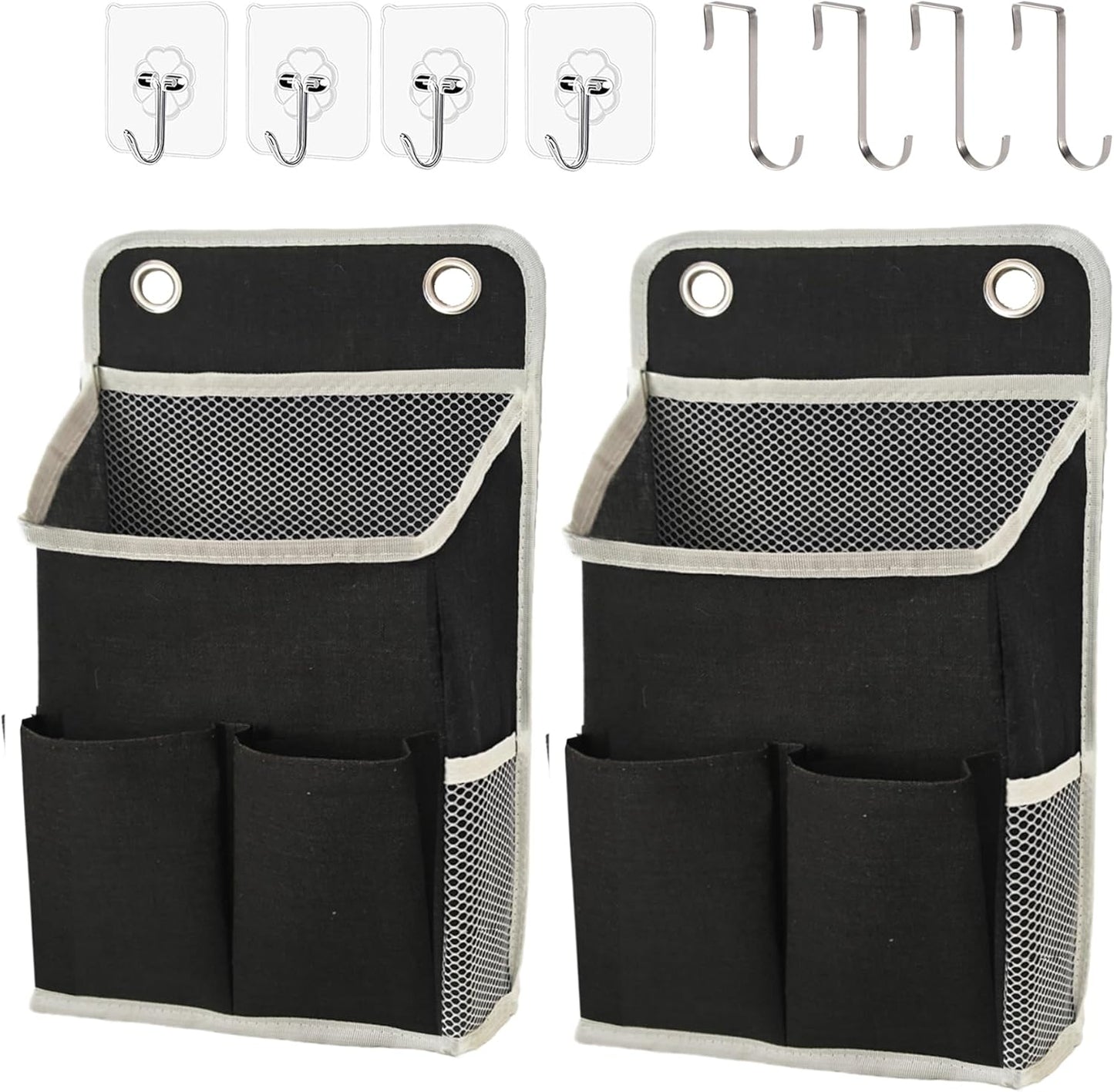 Hanging Basket for Organizing, Wall Organizer with Pockets and Over The Door Organizer，Can for Home, Closet, Office and Camper (1 White)