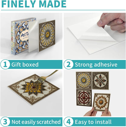 Peel and Stick Backsplash Tile Sticker for Kitchen and Bathroom Walls - 24 Removable 5.9"x5.9" Tiles, Waterproof