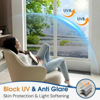 Homein Frosted Glass Window Privacy Film with Tools UV Blocking Privacy Film for Glass Windows, Static Cling No Glue Removable Reusable Anti Glare for Home Day and Night, Pure 17.5" x 78.7"