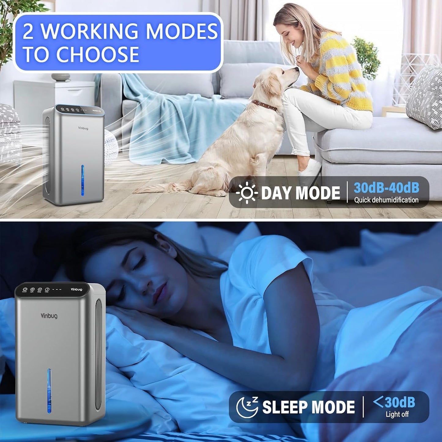Dehumidifier for Home (98 OZ, 1000 sq ft), Small Quiet Dehumidifiers with Drain Hose, Auto Shut-Off, Sleep Mode, 3 Timer Modes, for Bedroom, Bathroom, Basement (CT6-Deep Black)