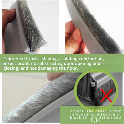 2 PCS Brush Door Sweep, Draft Stoppers for Bottom, Draft Stopper with Brush for Exterior Door, Bottom Seal Strip for Protection Against Bug, Dust, 2" W x 39" L, Black