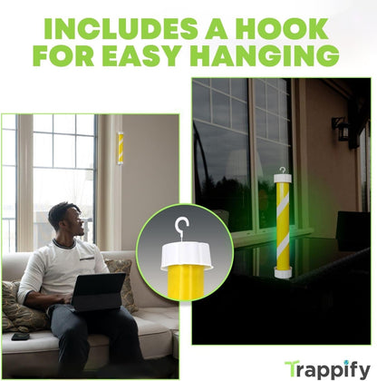 Trappify Glow-in-The-Dark Fly Trap for Indoor & Outdoor Fly Sticks (2 Pack) | Yellow Adhesive Fly Sticks, Glow-In-The-Dark, Water-Resistant Fruit Fly Traps for Indoors and Outdoor Use