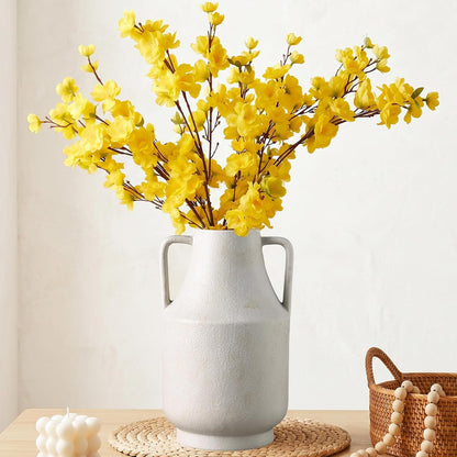 CUCUMI Ceramic Vase Set of 5, Home Decor Farmhouse Décor Handmade Pottery Vases for Pampas Grass, Dried Fresh Flowers, Table, Living Room, Kitchen, Shelf, Entryway Mantel Neutral Tones