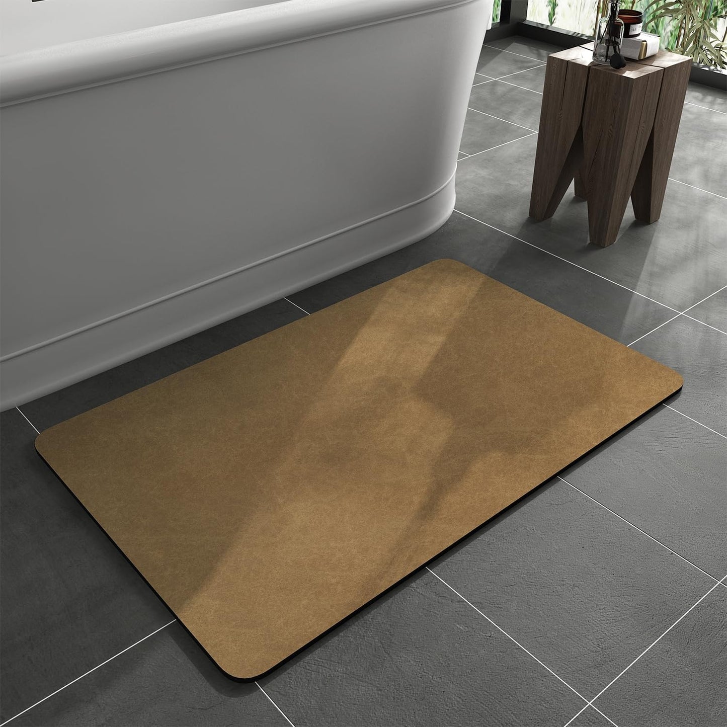 MontVoo -Bath Mat-Rubber Backing Non SlipThin Bathroom Rugs Fit Under Door- Quick Dry Absorbent Faux Suede Surface Grey Bathroom Floor Mats-Shower Rug for in Front of Bathtub Shower Gray 16x24