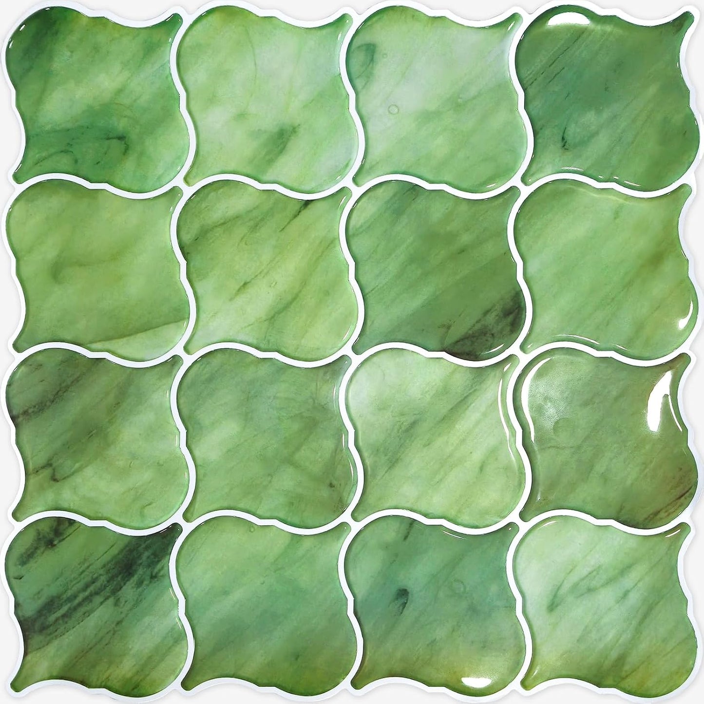 5 Sheets Peel and Stick Backsplash, Self Adhesive Wall Tiles, 3D Adhesive Tile Backsplash, 12"x12"Premium Self Adhesive Wall Tiles Peel and Stickfor Kitchen, Bathroom, RV(Spring Moss)