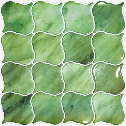 5 Sheets Peel and Stick Backsplash, Self Adhesive Wall Tiles, 3D Adhesive Tile Backsplash, 12"x12"Premium Self Adhesive Wall Tiles Peel and Stickfor Kitchen, Bathroom, RV(Spring Moss)