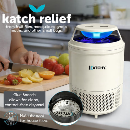 Katchy Flying Insect Trap Indoor – Catcher & Killer for Mosquito, Fruit Fly, Gnat & Small Moth – Non-Zapper with Suction & Blue Light – Ideal for Indoor Spaces, Kitchen & Plants (Original, Black)