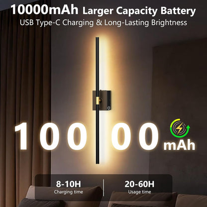 Eneru Battery Operated Wall Sconce Lights - 10000mAh Rechargeable Wireless Wall Sconces Set of Two with Touch and Remote, 360° Rotate, 4 Colors LED Wall Lamp for Living Room Bedroom Hallway (Gold)