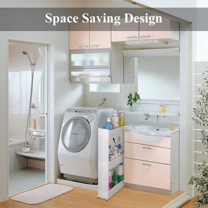 Laundry Room Organizer, Mobile Shelving Unit Organizer with 5 Large Storage Baskets, Gap Storage Slim Slide Out Pantry Storage Rack for Narrow Spaces