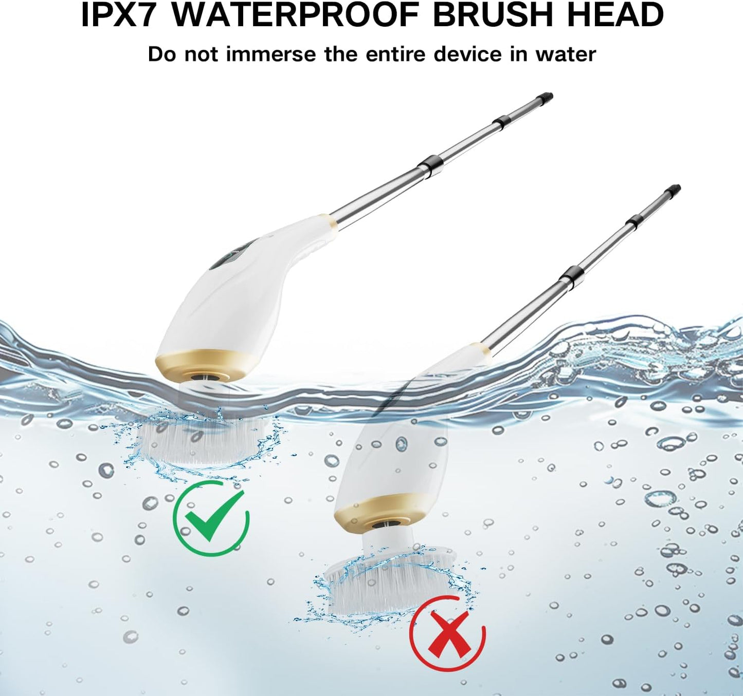 Electric Spin Scrubber Cordless Shower Cleaning Brush with 10 Replaceable Brush Heads, Extendable Handle Up to 59", 2 Speed, Waterproof, 2H Cleaning Time for Bathroom Shower Tile Glass Car