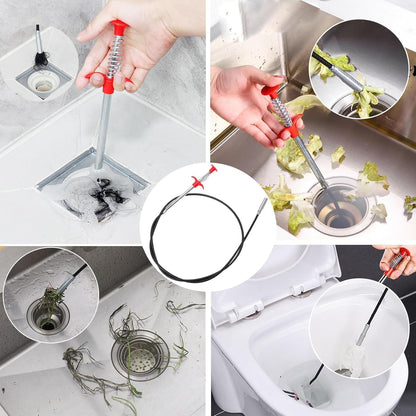 Drain Snake,79 inch Flexible Grabber Claw Pick Up Reacher Tool,Drain Clog Remover - Gutter Cleaning Tools for Home Sink, Bathroom Tub,Drain, Toilet, Tight Spaces