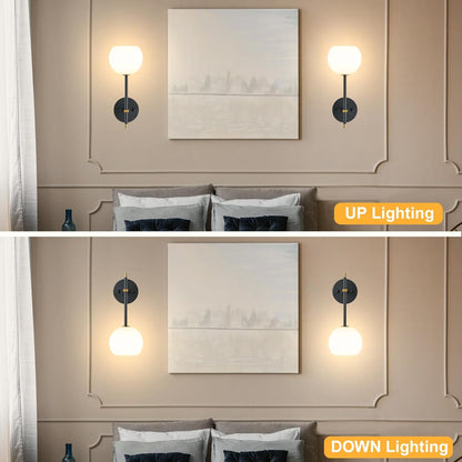 Brass Battery Operated Wall Sconces Set of 2, Rechargeable Wireless Wall Lights with Milky White Frosted Glass, 12 RGB and 3CCT Dimmable, Wall Lamps with Remote for Bedroom Living Room Hallway