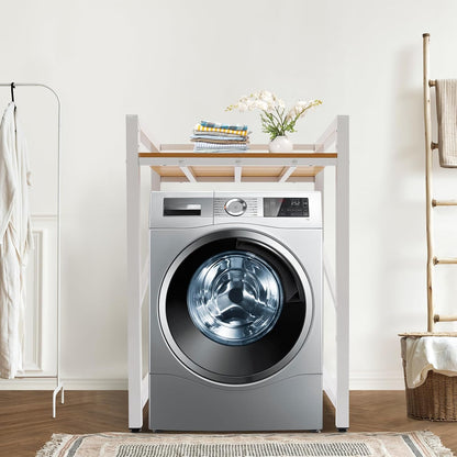 Over Washer and Dryer Shelves,Dryer Storage Shelf,3 Tiers Laundry Room Storage and Organizer Standing Shelf,Height Adjustable Laundry Room Shelves, Load-Bearing Capacity 22lbs (Log)