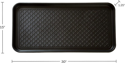 All Weather Boot Tray – Set of 2 Large Water-Resistant Plastic Utility Shoe Mat for Indoor and Outdoor Use in All Seasons by Stalwart (Black)