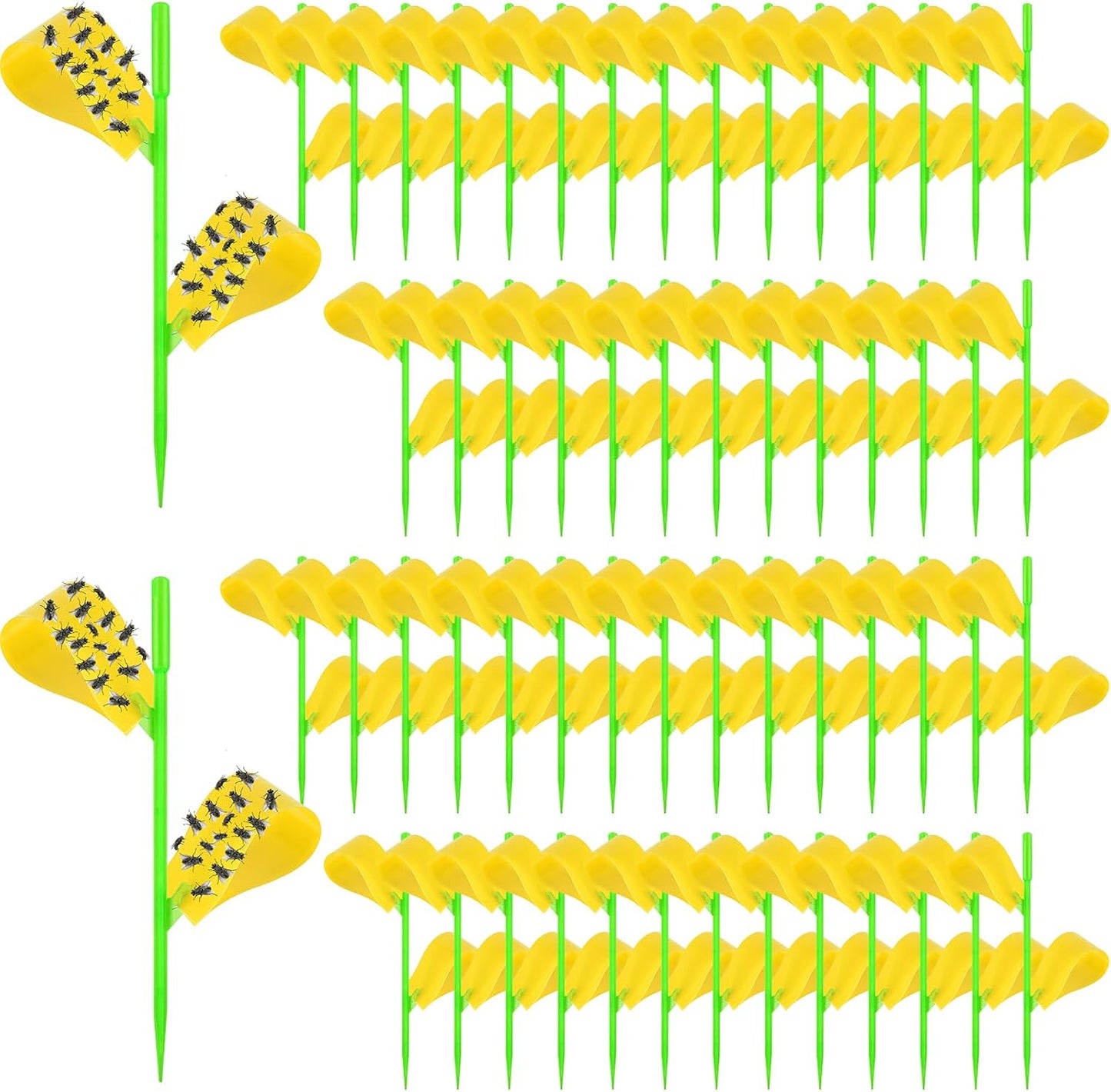 Fruit Fly Traps, 100 Pack Yellow Sticky Traps, Fungus Gnat Traps, Plant Fly Stickers for Indoor and Outdoor Use Protect The Plant