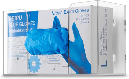 Stock Your Home Triple Acrylic Gloves Dispenser, Tissue Box Shelf, Glove Holder Wall Mount, For Kitchen, Cleaning Closet, Lab, Exam, Office