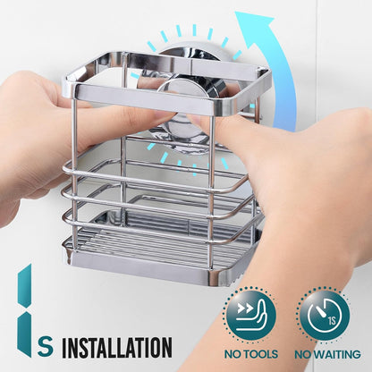TAILI Upgraded Bathroom Mirror Suction Cup Toothbrush Holder with Razor Hook, Visible Safety Indicator, Large Capacity Inverted Trapezoid Design, Removable Shower Caddy for Toothbrush, Toothpaste, etc
