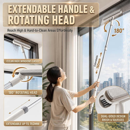 3-in-1 Double-Sided Window Screen Cleaning Brush - Sided Window Glass Cleaner,Built-in Crevice Brush, Multifunctional for Home, Office & Car Screens