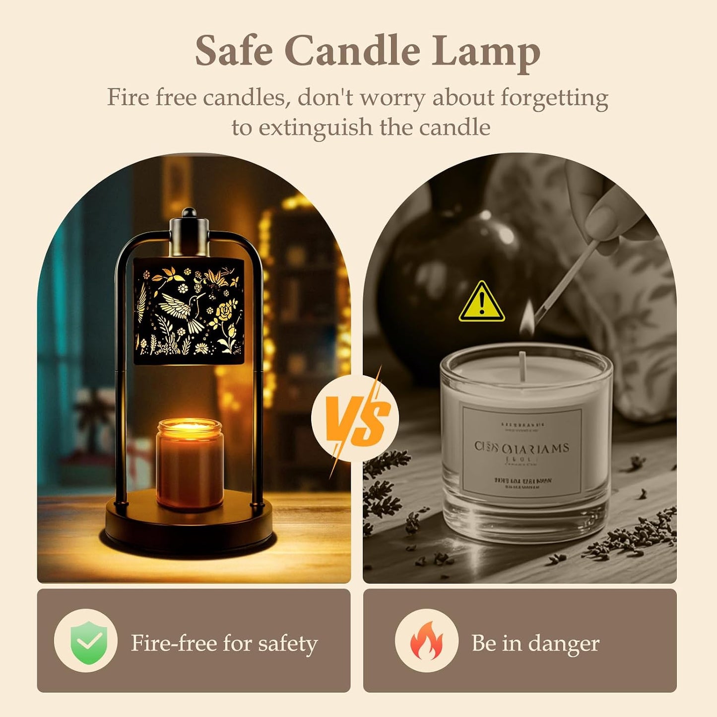 Candle Warmer Lamp Electric with Timer: Wax Melts Warmer - Dimmable Candle Wax Warmer Electric Candle Warmer with Replacement Bulbs, Bedroom Home Decor Compatible with Various Candles-Linen