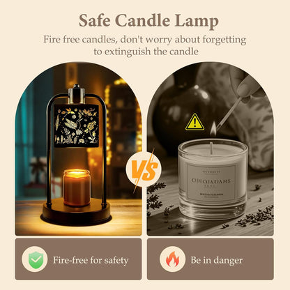 Candle Warmer Lamp Electric with Timer: Wax Melts Warmer - Dimmable Candle Wax Warmer Electric Candle Warmer with Replacement Bulbs, Bedroom Home Decor Compatible with Various Candles-Linen
