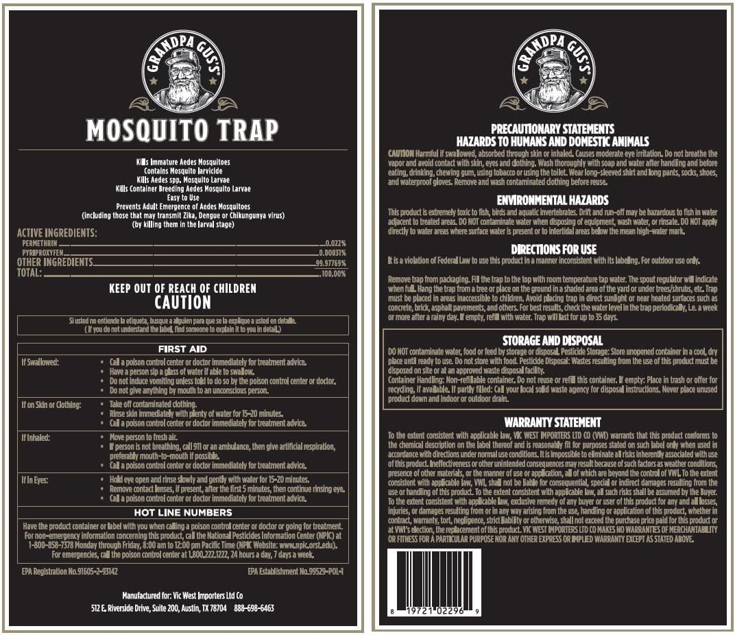 Grandpa Gus's Mosquito Trap and Outdoor Bug Killer - Water-Activated Larvae Control for Backyard, Patio, and Garden - Up to 35 Days & 1,500 Sq Ft of Protection Per Trap, 2 Pack