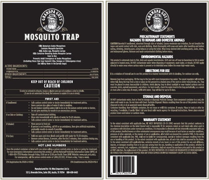 Grandpa Gus's Mosquito Trap and Outdoor Bug Killer - Water-Activated Larvae Control for Backyard, Patio, and Garden - Up to 35 Days & 1,500 Sq Ft of Protection Per Trap, 2 Pack